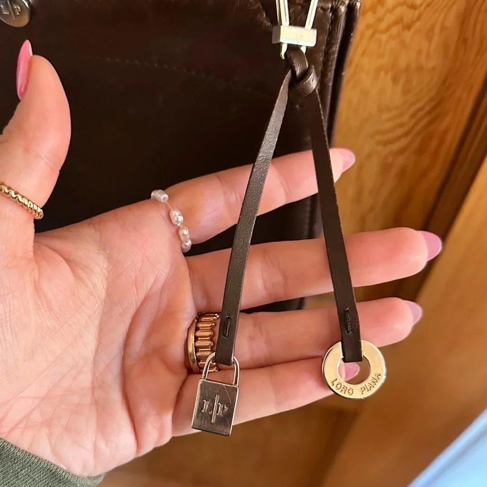 loro piana milky way leather brown crossbody bag